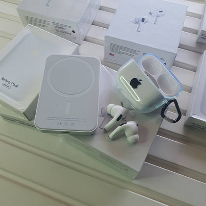 Pods Pro 2 + 10,000 mAh MagPack + Cover. Type C. 100% working noise cancellation. Top quality with 1 Yr Warranty