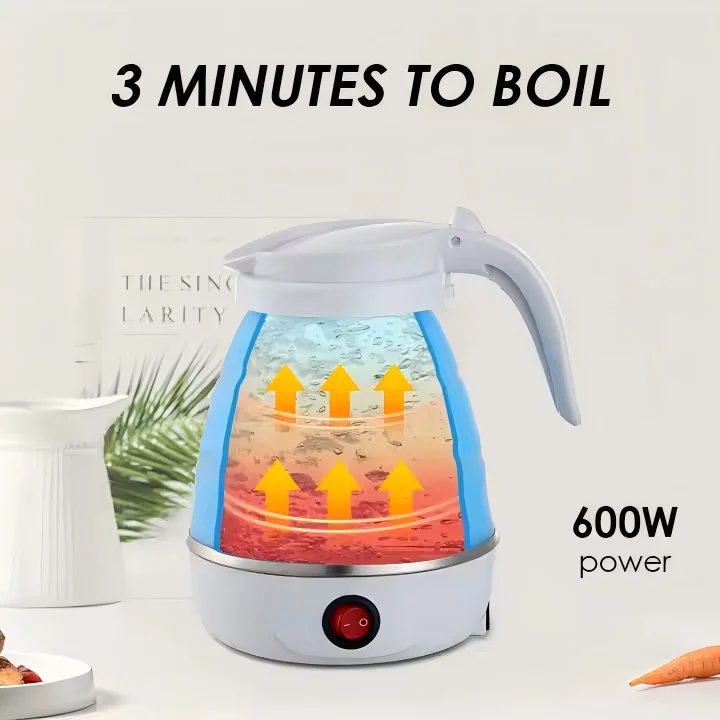 Portable Travel Outdoor Hotel 600ML Fast Electric Kettle – Foldable & Compact Travel Water Boiler