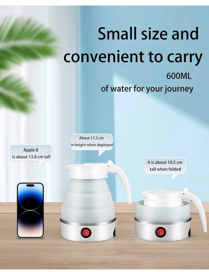 Portable Travel Outdoor Hotel 600ML Fast Electric Kettle – Foldable & Compact Travel Water Boiler