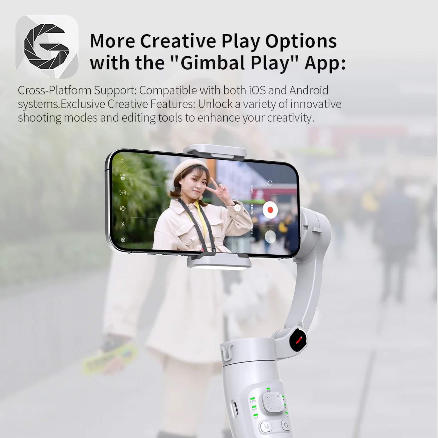 M1 Foldable 3-Axis Gimbal Stabilizer for Smartphones with Face Tracking