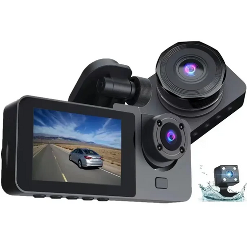 Y15 3 Lens 1080P Car Dash Cam DVR – Front, Rear and Interior Camera Recording