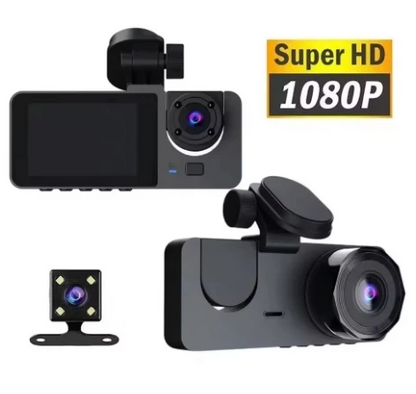 Y15 3 Lens 1080P Car Dash Cam DVR – Front, Rear and Interior Camera Recording