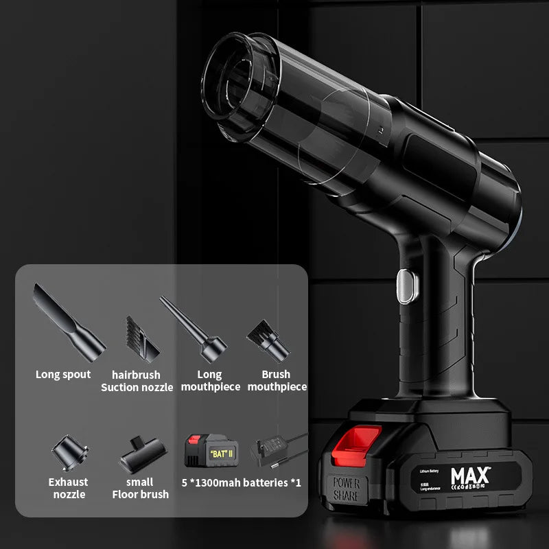 Wireless Portable Car Vacuum 6500–13000mAh – Handheld Strong Suction Cleaner